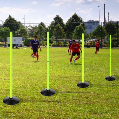 Fluorescent Green Soccer Agility Poles Set Detachable Sports Trainning Speed Pole Slalom Poles with Rubber Base Sport Traning Equipment - color: 3.3 FT, style: Pack of 4