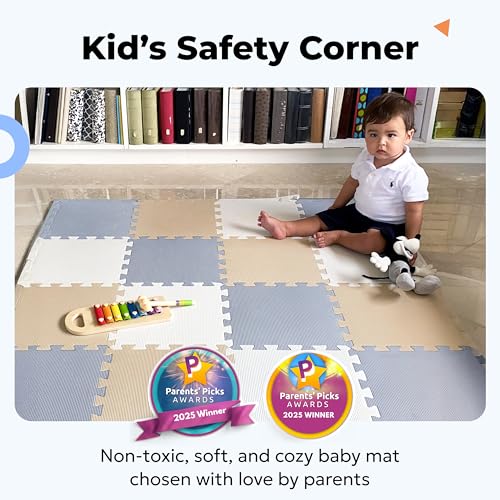 MioTetto Baby Play Mat, Soft Foam Floor Tiles for Kids. Adjustable Interlocking Foam Tiles, Fits with 50x50 Playpen Baby mat for Crawling & Development, Safe & Non-Toxic Playmat for Babies 6-12 Months