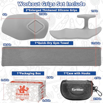 Large Anti-Slip Gym Workout Grips for WeightLifting,Silicone Hand Protector - color: Gray
