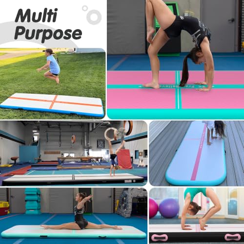 FINCOME Inflatable Gymnastics Mat Tumble Track Air Mats for Home with Pump - color: Black, size: 13ft*3.3ft*4inches(4m*1m*0.1m)