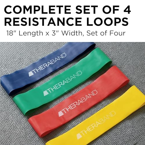 THERABAND Resistance Band Loop Set, Exercise, Workout, Physical Therapy - color: Yellow/Red/Green/Blue, size: 18 inch