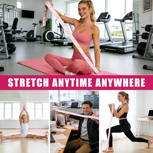 Fitness Resistance Bands with 12 Loops, Numbered Resistance Bands for Physical Therapy, Women Stretch Strap for Home Gym, Elastic Exercise Bands for Yoga, Pilates, Leg Stretching, Dance
