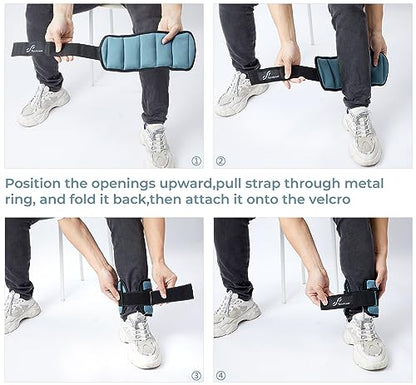 Sportneer Adjustable Ankle Weights for Women and Men 7 lbs/Pair Adjustable Leg Weights with Secure Straps, Strength Training Weighted for Yoga, Walking, Running, Aerobics, Gym, Physical Therapy