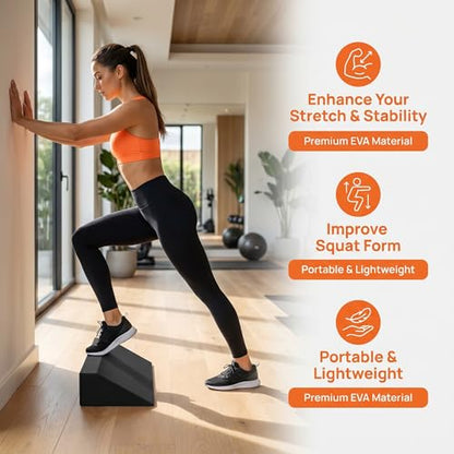 Yiju Squat Wedge Block, Yoga Foam Wedge Blocks, Calf Stretcher Wide Riser Block Calf Stretch Board Foot Incline Board for Home Gym Workout Pilate Balance Practice