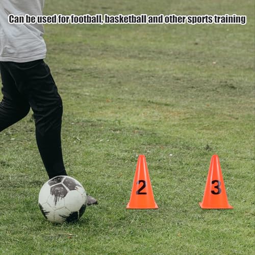 ABOOFAN Numbered Plastic Training Cones Set 1-15, 23cm High Athletic Disc Markers for Soccer Basketball Agility Drills, Sports Field Fitness Equipment for Outdoor Practice