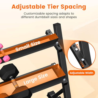 Dumbbell Rack, 3-Tier Dumbbell Weight Rack for Home Gym, Dumbbell Set for Dumbbell Kettlebell Barbell, Heavy Duty Weight Storage Organizer, Dumbbell Rack Stand Only