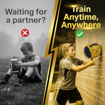 PassCatch Training Football for Youth&Kids(Ages 5-14),Fatherless Bounce Back Size 7 Football Practice Equipment,Solo Passing Catching Training Hand-Eye Coordination (Deflated)
