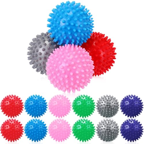 Liliful 24 Pcs Spiky Massage Ball Hard Foot Ball Roller Massager Firm Foot Arch Trainer 3 Inch for Deep Tissue Plantar Fasciitis Back Hands Muscles Soreness Exercise (Mixed Color) - color: Mixed Color