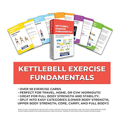 50 Kettlebell Workout Cards Deck 3x5''- Fundamental Exercise Cards for Home Workouts - Suitable for Safe Power Training, Strength Training - Bend & Tear-Resistant