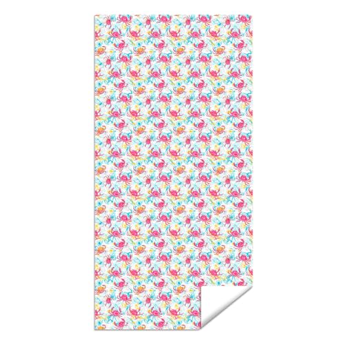 Microfiber Beach Towel Sand Free Quick Dry Oversized Nautical Crab Print Lightweight Absorbent Swim Gear Summer Vacation Essentials for Travel 71 x 32 Inches 1 Pcs - color: Crab