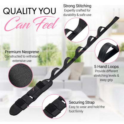 Stretch Strap with Loops for Foot and Calf - Ideal for Physical Therapy, Achilles Tendonitis Relief, and Plantar Fasciitis - Perfect for Yoga, Gymnastics, and Flexibility Training