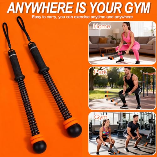 Upgrade Portable Ropeless Battle Ropes - Adjustable Weights Cordless Battle Ropes for Home Gym with Training Poster - Battle Rope Sticks Exercise Equipment for Low-Impact Workout, HIIT & Cardio