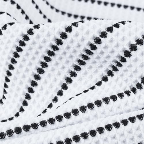 POLYTE 430 GSM Poly Blend Microfiber Quick Dry Waffle Hand Towel, 16x30 in - color: White/Black
