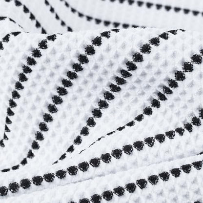 POLYTE 430 GSM Poly Blend Microfiber Quick Dry Waffle Hand Towel, 16x30 in - color: White/Black