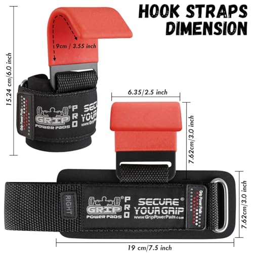 Weight Lifting Rod Hooks Heavy Duty Wrist Wraps Power Weight Lifting Training Gym Grips Straps Set of 2 - color: RED, size: WOMEN-Wrist Size Small/Medium