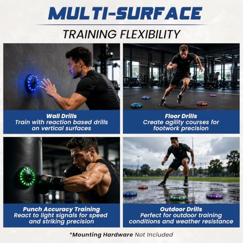 Reflexx RLT 2.1 Reaction Training Lights – Improve Reaction Time, Coordination & Focus – Adjustable Speed, Random Mode, Brightness & Sound Control – for Fitness, Rehab, Seniors & Athletes - style: Set of 1