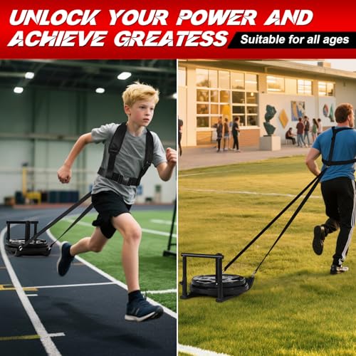 Medium-sized Weight Sled, Adjustable Height Workout Fitness Sled for Speed Training, Push and Pull Sleds for Exercise, Suitable for 1" & 2" Weight Plate, Applicable to Multiple Scenarios