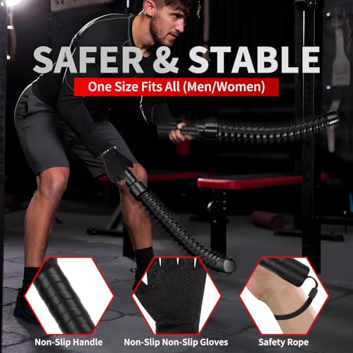 Weighted Ropeless Battle Ropes, Heavy Duty Portable Cordless Battle Ropess for HIIT Workouts, Cardio & Muscle Training, Low-Impact Cardio Training for Men & Women with Non-Slip Gloves