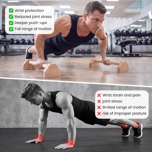 2 Pcs Wooden Parallettes Bars Push up Stands 15.7/19.7 Inch Push up Bars Calisthenics Equipment Non Slip Base Solid Portable Exercise Home Workout Equipment for Strength Training - size: 15.7 Inch