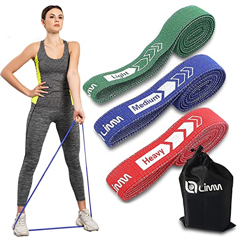 Fittest Pro by Limm Resistance Bands for Legs and Butt, Fabric Exercise Loop Bands Yoga, Pilates, Rehab, Fitness and Home Workout, Strength Bands for Booty - color: Multicolor Fabric Pullup Bands - 40 inches - Set of 3