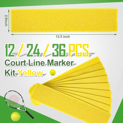 Court Line Marker Kit Yellow Boundary Markers Lines Set for Tennis Basketball Volleyball Badminton Dinkball Net Court Outdoor or Indoor Training
