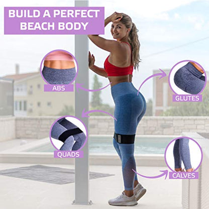 Exercise Band for Legs and Butt with Free 4-Week Booty Workout Program - Fabric Resistance Loop Bands Set for Strength Training, Home Gym, Fitness