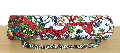 INDIAN CRAFT CASTLE ICC Yoga Mat Bag Carrier Full-Zip Exercise Yoga Mat Carry Bag for Women Men with Multi-Functional Storage Pockets and Adjustable Shoulder Strap 26X6 Inches - style: White Tree of Life