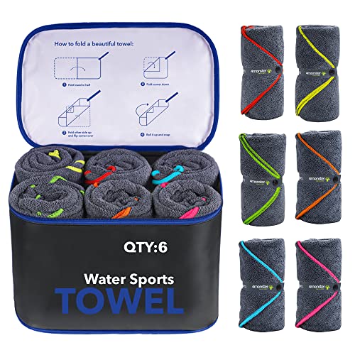4Monster 4-Pack Quick Dry Microfiber Travel Towels – Super Absorbent, Ultra-Soft Camping Towel Set with Water-Resistant Bag, Lightweight & Compact for RV, Gym, Beach, Pool, Swimming, and Family Trips - color: 6-navy