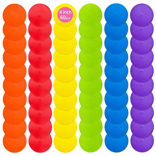 Rubber Spots Spot Markers 4 Inch & 9 Inch Multicolor Floor Dots - style: 4inch 60pcs 6colors