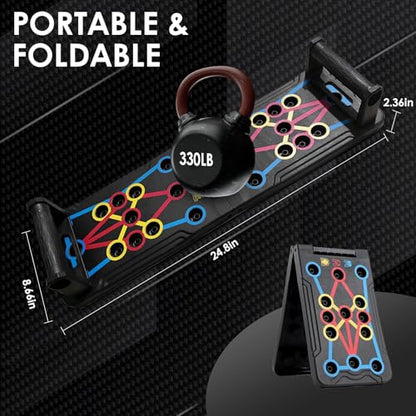 Push Up Board Fitness, Multi-Functional Pushup Training Board with Handles, Foldable Floor Chest Muscle Exercise Fitness Equipment Burn Fat Push Up Bar for Strength Training, Chest, Arms & Core