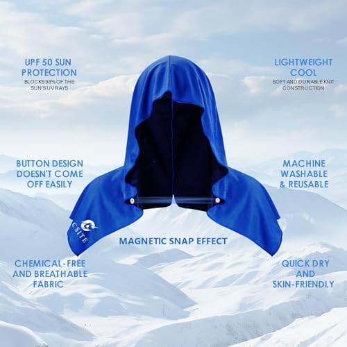Cooling Hoodie Towels, Instant Cooling Towels for Neck and Face, UPF 50 Sun Protection, Ice Towel for Hot Weather, Head Towel for Sports, Camping, Cycling & More Activities