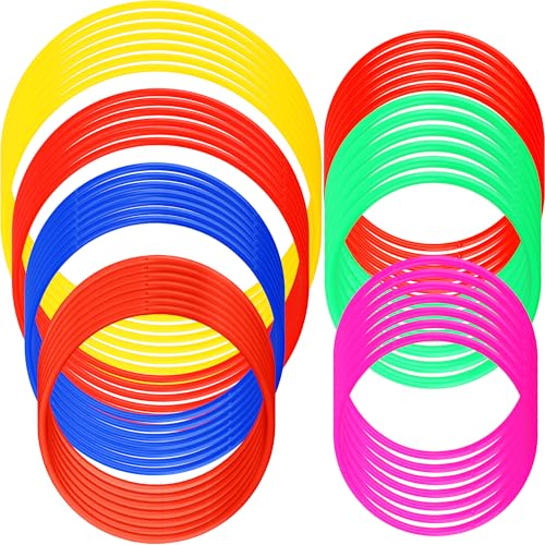 60 Pcs Colorful Plastic Toss Rings Multicolor Throwing Rings Game for for Adults Kids Outdoor Activities Agility and Accuracy Game Practice Game Booth, 6 Sizes