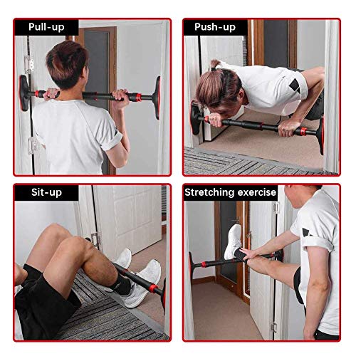 Pull Up Bar for Doorway, Chin Up Bar No Screw Installation Adjustable Dip Bars with Anti-Slip Mat & Locking Mechanism Heavy Duty Home Exercise Fitness Workout Strength Training