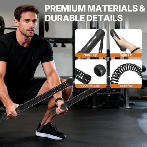 POWER GUIDANCE 2PCS Weighted Ropeless Battle Ropes, Portable Cordless Battle Rope with Non-Slip Handles, Workout Exercise Rope for HIIT, Cardio & Strength，Black