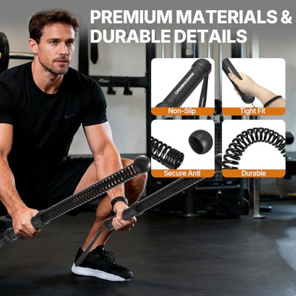 POWER GUIDANCE 2PCS Weighted Ropeless Battle Ropes, Portable Cordless Battle Rope with Non-Slip Handles, Workout Exercise Rope for HIIT, Cardio & Strength，Black