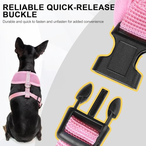 BINGPET Small Dog Harness, No Pull Step-in Puppy Pet Vest, Pink - color: Pink, size: XS (NECK: 10", CHEST: 10"-14")