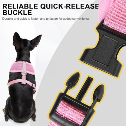 BINGPET Small Dog Harness, No Pull Step-in Puppy Pet Vest, Pink - color: Pink, size: XS (NECK: 10", CHEST: 10"-14")