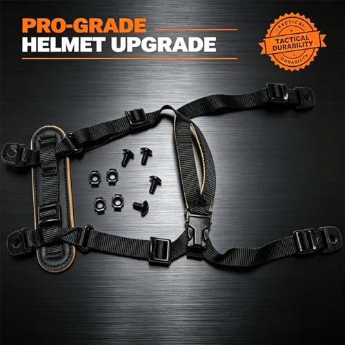 Jeeone Tactical Helmet Chin Strap, Universal Adjustable Dial 4-Point Suspension System with Bolts, for ACH Arisfit Fast MICH Bump Helmet - Black | nylon - color: Black