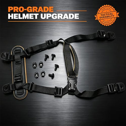 Jeeone Tactical Helmet Chin Strap, Universal Adjustable Dial 4-Point Suspension System with Bolts, for ACH Arisfit Fast MICH Bump Helmet - Black | nylon - color: Black