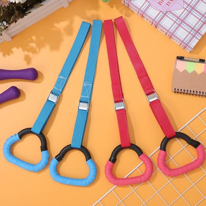 VICASKY 2 Pairs Gymnastics Rings Set, Adjustable Pull-up Rings with Durable Straps, Blue and Red Colors, 1m Length for Indoor Fitness and Strength Training Equipment