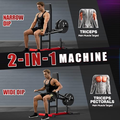 SD01 Seated Dip Machine, 400LBS Strength Training Upper Body Machine with Tricep Dip Press & Cable Bar for Home Gym, Compact Design for Chest, Biceps, and Triceps Workout