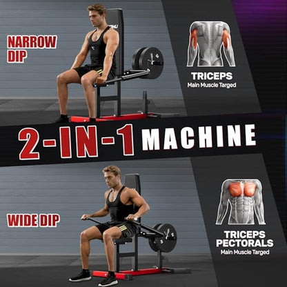 SD01 Seated Dip Machine, 400LBS Strength Training Upper Body Machine with Tricep Dip Press & Cable Bar for Home Gym, Compact Design for Chest, Biceps, and Triceps Workout