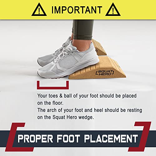 Cork Squat Wedge Block, Perfect for Knees Over Toes and Full Depth Squat Training, Patent Pending Non-Slip Slant Board, Deadlift Wedge, Calf Stretcher, Quantity 2