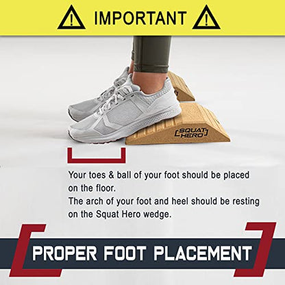 Cork Squat Wedge Block, Perfect for Knees Over Toes and Full Depth Squat Training, Patent Pending Non-Slip Slant Board, Deadlift Wedge, Calf Stretcher, Quantity 2