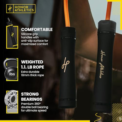 3.0 Muay Thai Style Weighted Jump Rope/Crafted for High-Intensity Training/Muay Thai & MMA - Lasting PVC Jump Rope - Heavy 1.1lb PVC Jump Ropes for Fitness - color: Black
