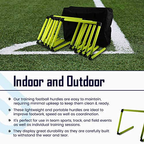 Splay Adjustable Agility Hurdles (Pack of 6 with Carry Bag) - Six Speed Hurdle for Speed Agility Training Football Coaching Drills - Yellow and Red Sport Dog Hurdles