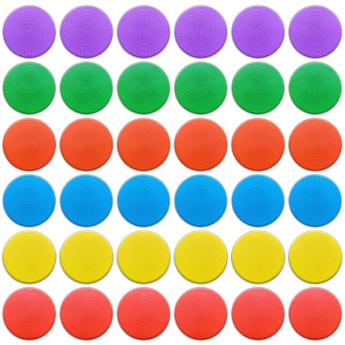 Poly Spot Markers 4 inch/9 inch Non-Slip Rubber Agility Training Markers Floor Dots Flat Field Cones for Football, Soccer, Basketball, School Exercise Drills, Dance Practice - style: 4 inch 36 Pcs (TPE)