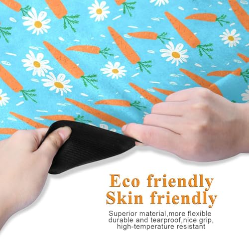 Carrots Daisies Blue Thin Yoga Mat for Women Men, Non-Slip Rubber Base Sweat Absorbent Exercise Mat for Indoor/Outdoor, Portable Foldable with Storage Bag, 71"x26"