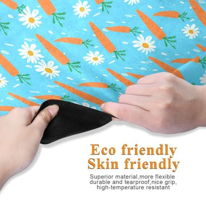 Carrots Daisies Blue Thin Yoga Mat for Women Men, Non-Slip Rubber Base Sweat Absorbent Exercise Mat for Indoor/Outdoor, Portable Foldable with Storage Bag, 71"x26"