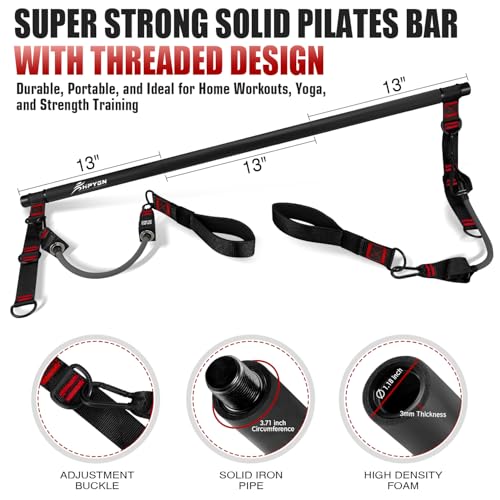 HPYGN Pilates Bar Kit with Resistance Bands, Heavy Duty Multifunctional Pilates Workout Equipment for Strength Training, HIP, Back, Arms, Ab, Shoulders, Portable Home Gym & Travel Fitness Gear for Men - style: 270lbs